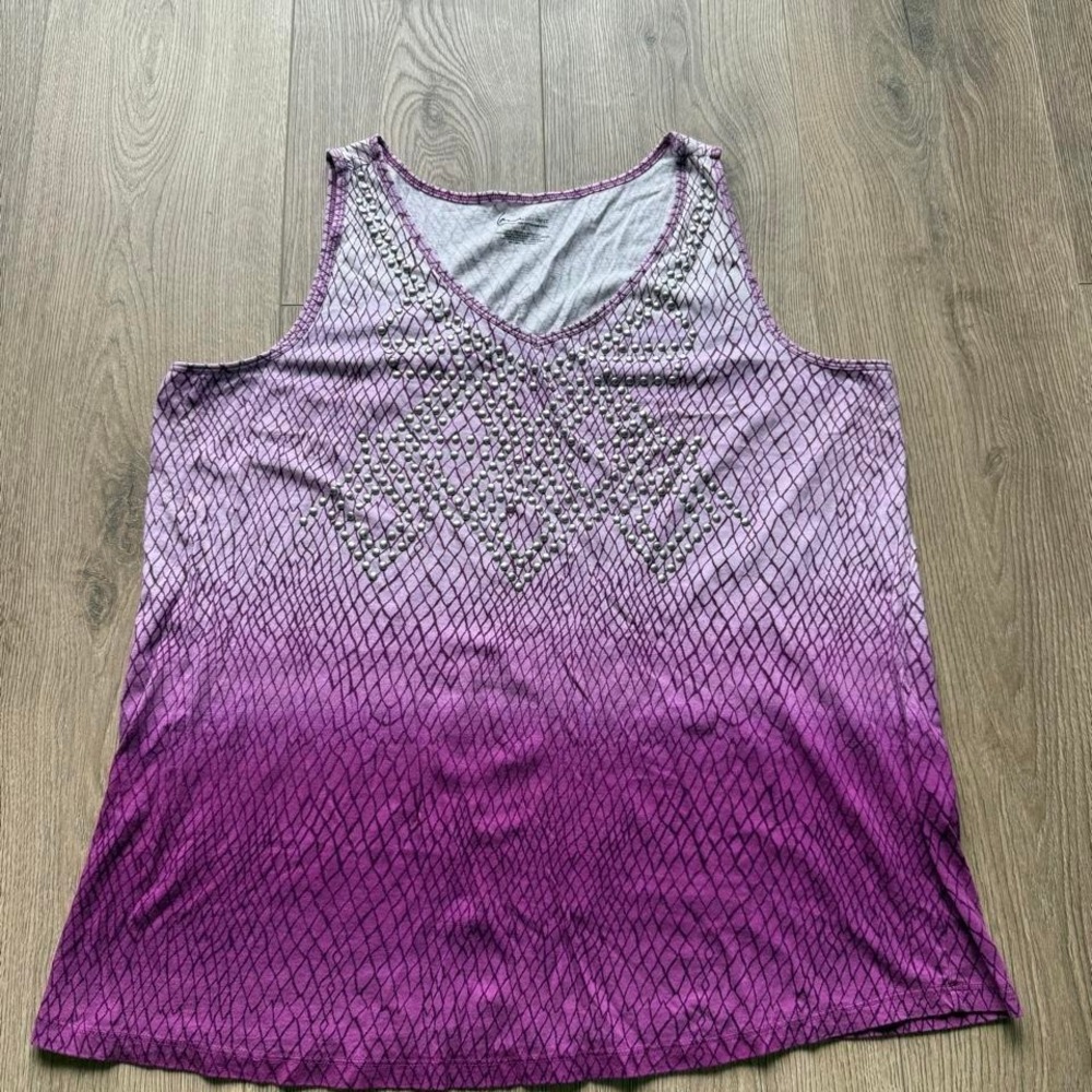 Lane Bryant Size 18 Purple Ombre Studded Tank Top‎ Plus Size
